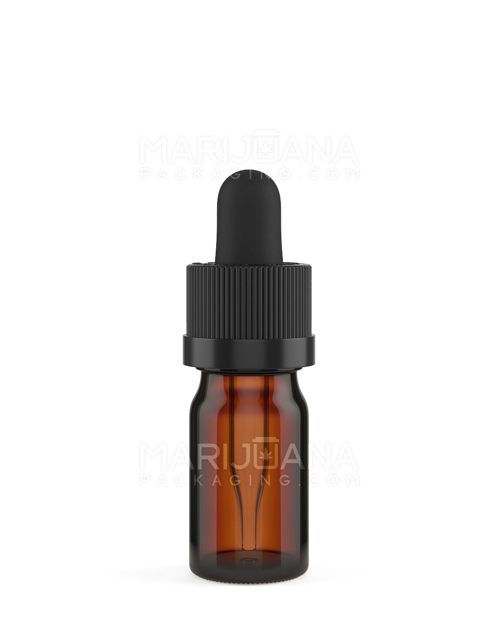 Child Resistant | Glass Tincture Bottles w/ Black Ribbed Dropper Cap | 5mL - Amber - 120 Count - 2