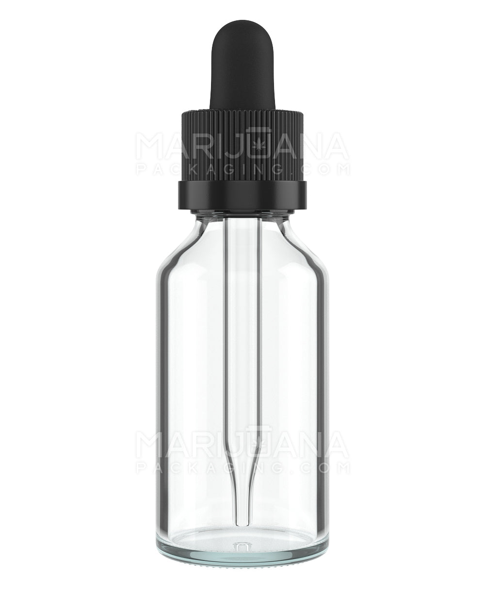 Child Resistant | Glass Tincture Bottles w/ Black Ribbed Dropper Cap | 30mL - Clear - 120 Count - 2