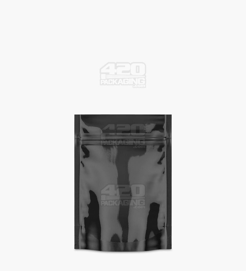 Tamper Evident | Glossy Black Vista PCR Mylar Bags (No Tear Notch) | 3.62in x 5in - 3.5g - 1000 Count