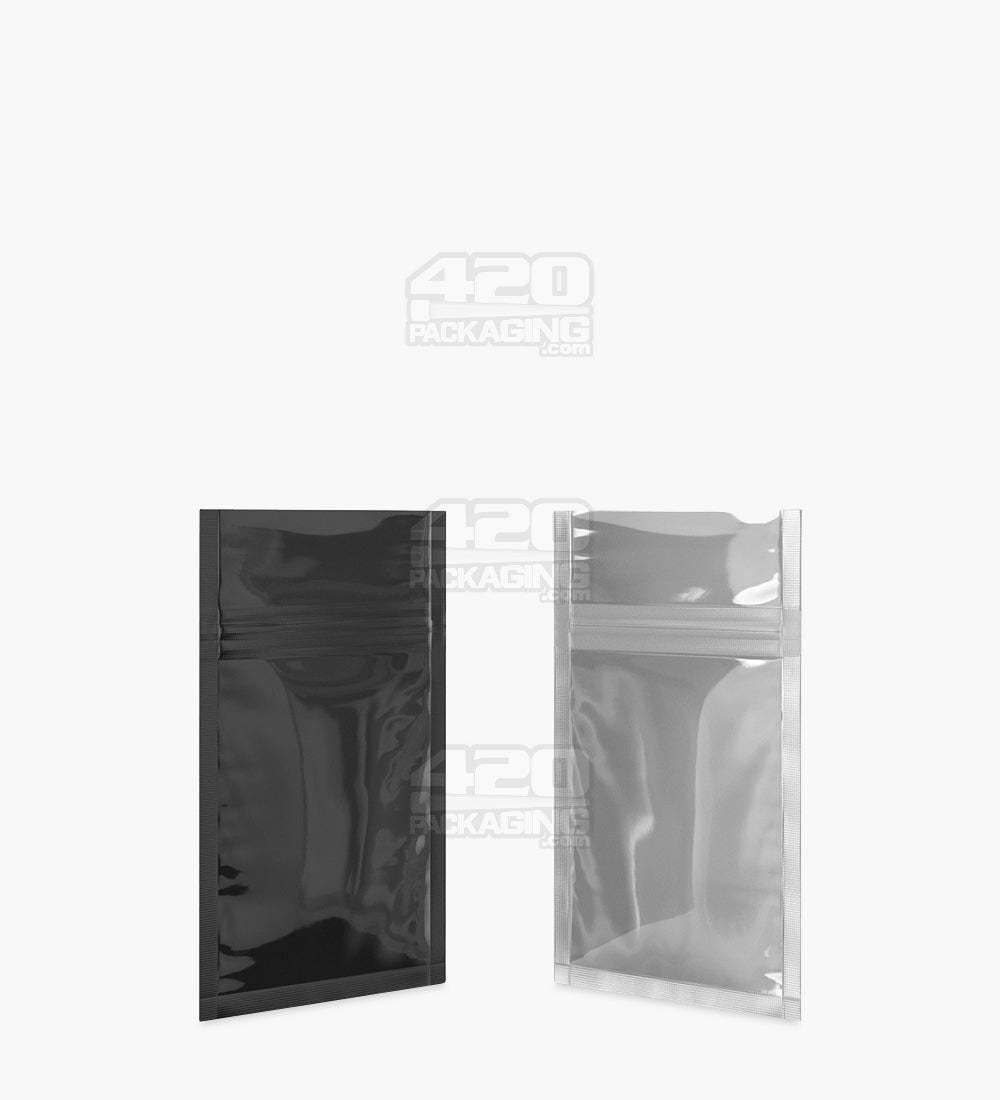 Tamper Evident | Glossy Black Vista Mylar Bags | 3in x 4.5in - 1g - 1000 Count