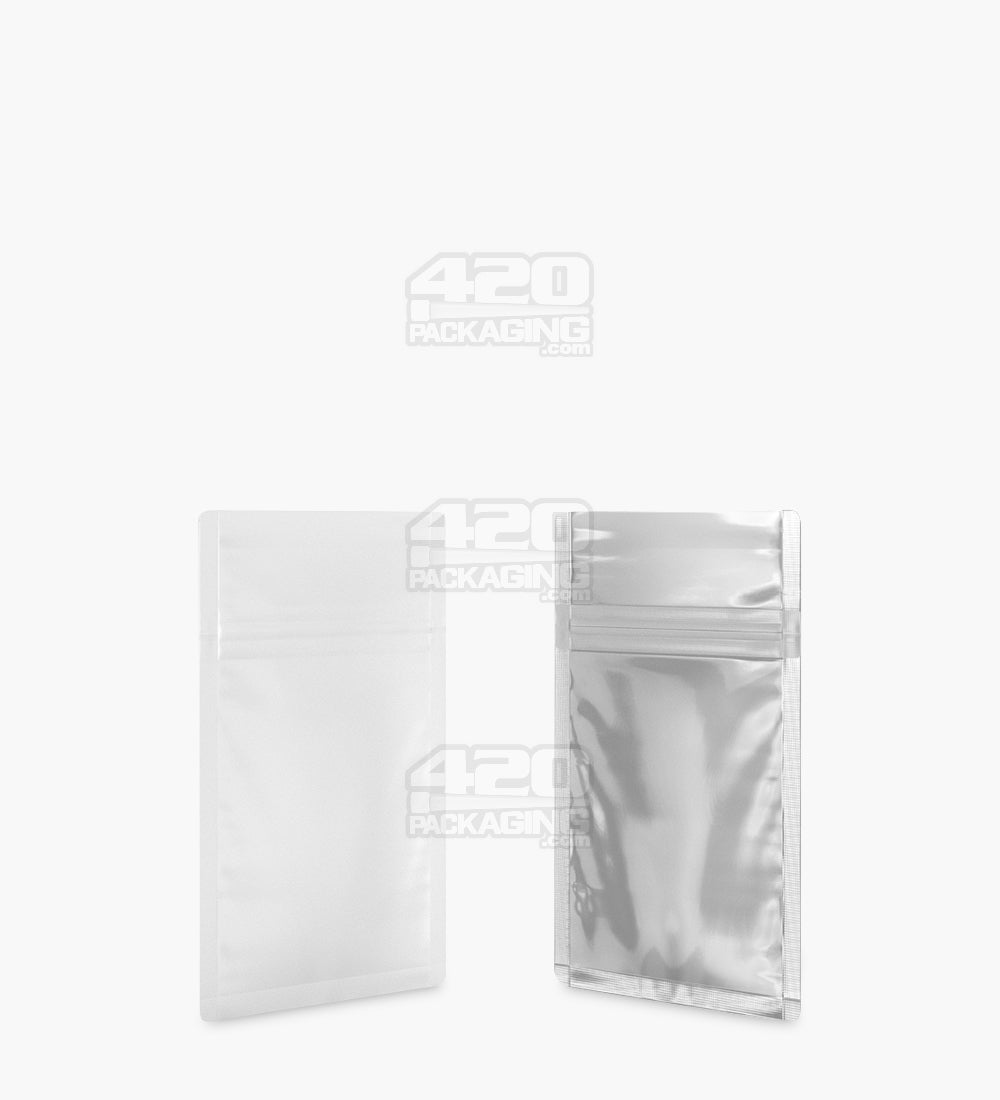 Tamper Evident | Matte White Vista Mylar Bags (Tear Notch) | 3in x 4.5in - 1g - 1000 Count