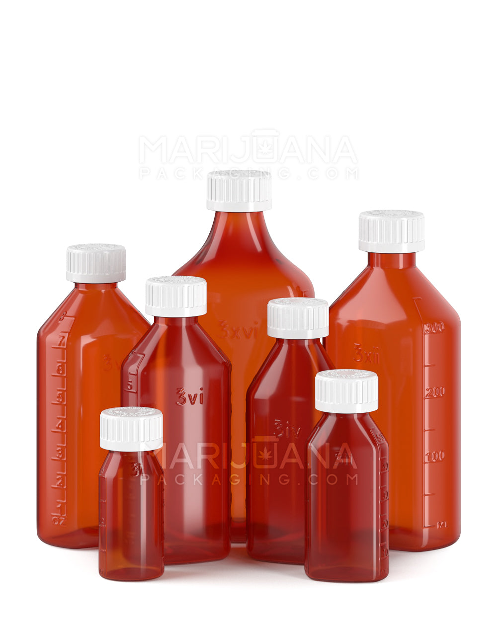 Child Resistant | Push Down & Turn Plastic Syrup Bottles w/ Oral Adapters | 4oz - Amber - 120 Count - 5