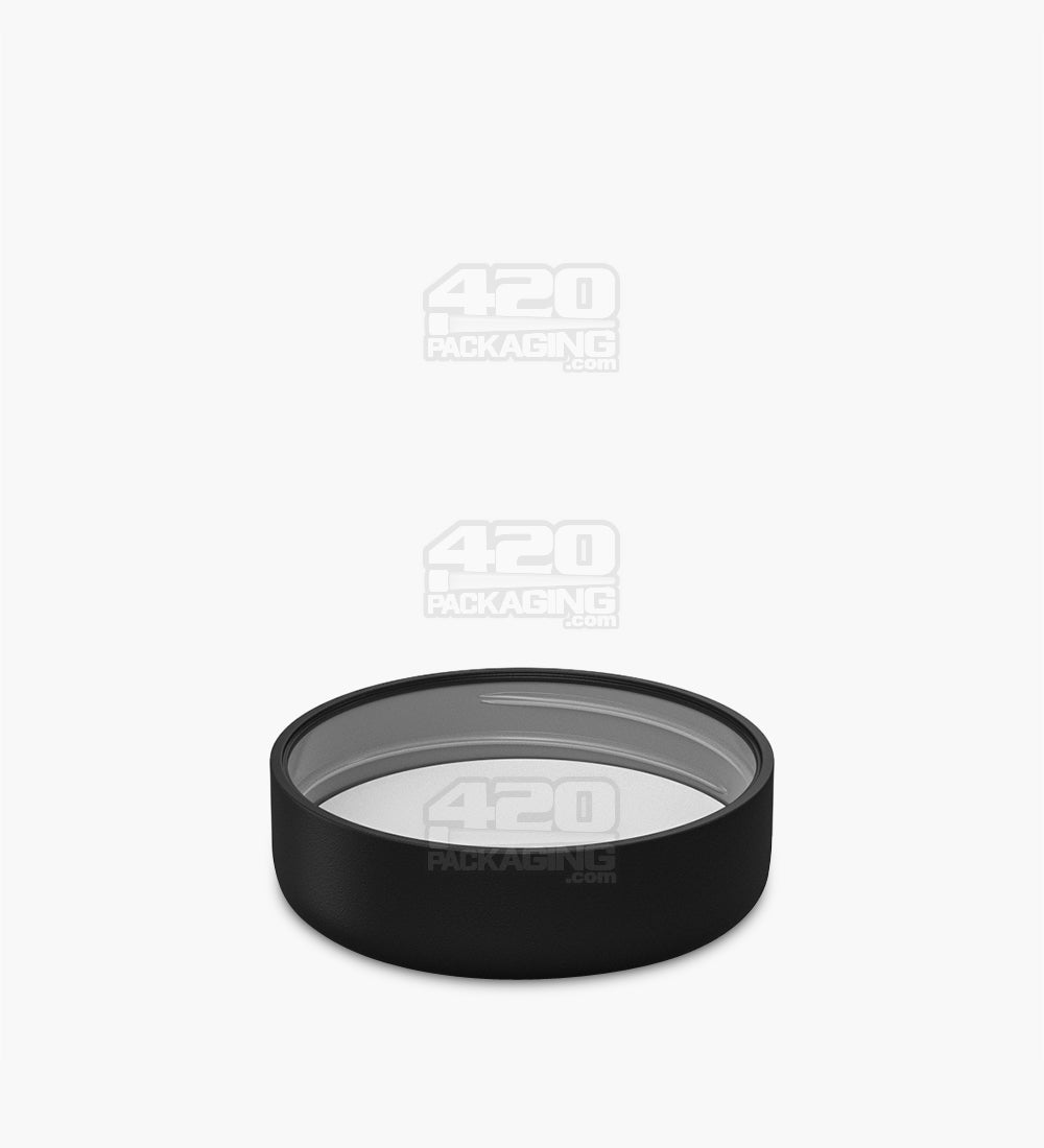 Child Resistant | Round Push Down & Turn Plastic PCR Caps w/ Foam Liner | 53mm - Matte Black - 100 Count