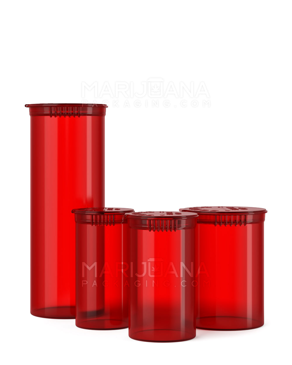 Child Resistant | Transparent Red Pop Top Bottles | 19dr - 3.5g - 225 Count - 5