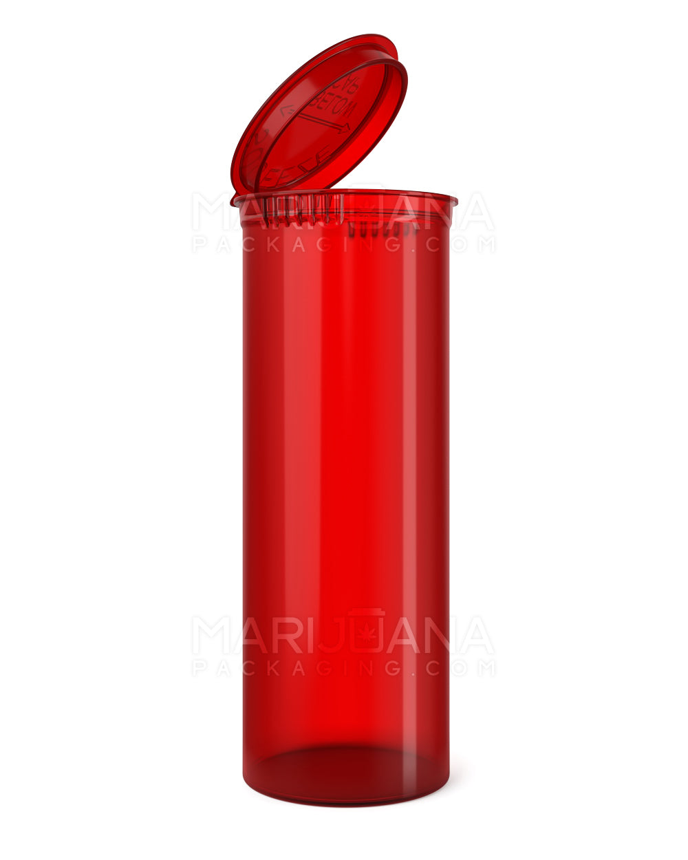 Child Resistant | Transparent Red Pop Top Bottles | 60dr - 14g - 75 Count - 1