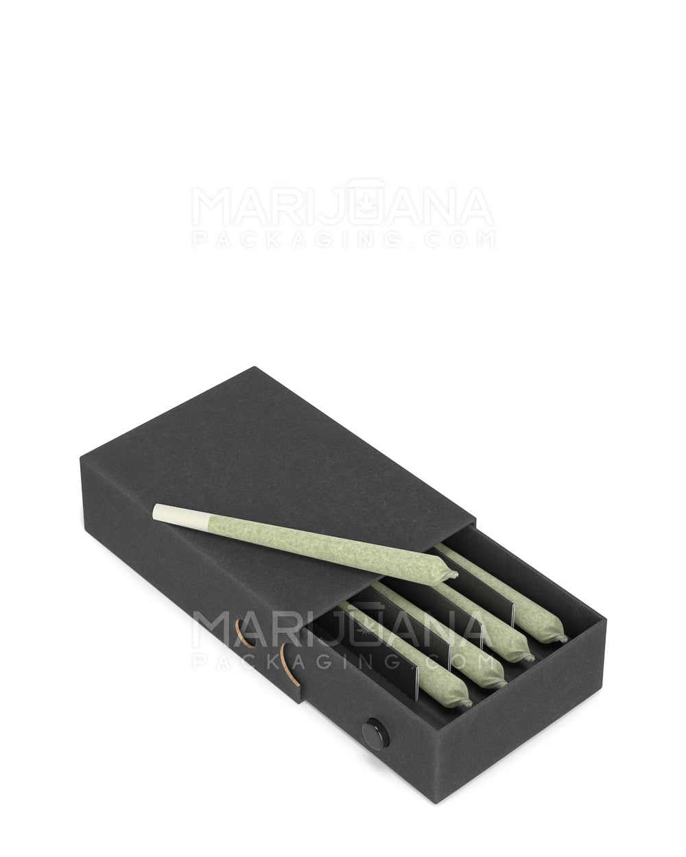 Child Resistant & Sustainable 100% Recyclable Pre-Roll Joint Case w/ Button | 121mm x 82mm - Black Cardboard | Sample - 2