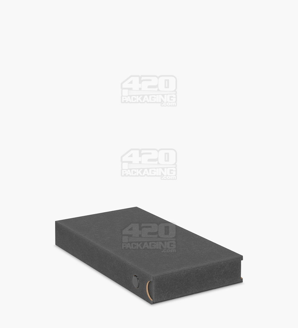 Child Resistant & Sustainable | 100% Recyclable Pre-Roll Slim Case w/ Press Button | 145mm x 77mm - Black Cardboard - 100 Count
