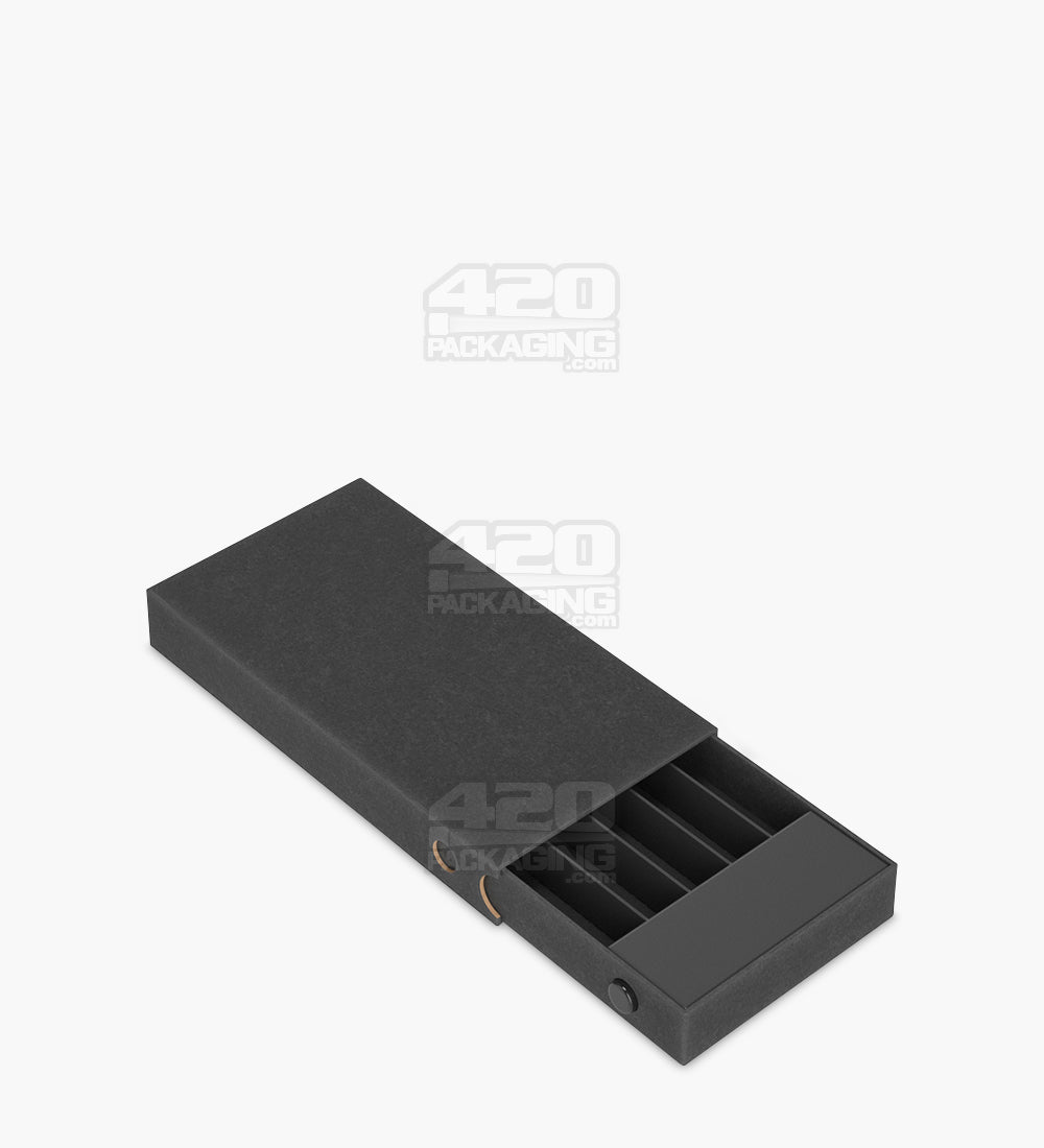Child Resistant & Sustainable | 100% Recyclable Pre-Roll Slim Case w/ Press Button | 145mm x 77mm - Black Cardboard - 100 Count