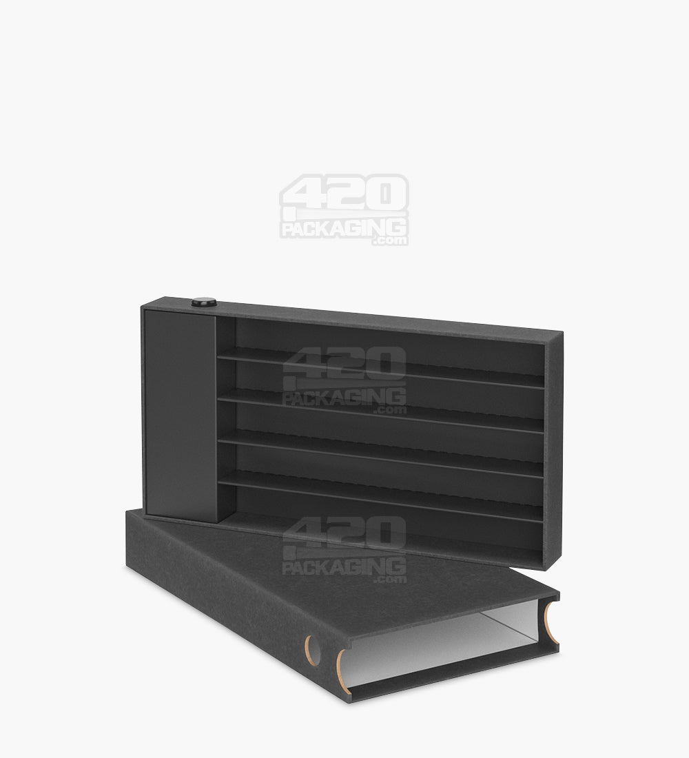 Child Resistant & Sustainable | 100% Recyclable Pre-Roll Slim Case w/ Press Button | 145mm x 77mm - Black Cardboard - 100 Count