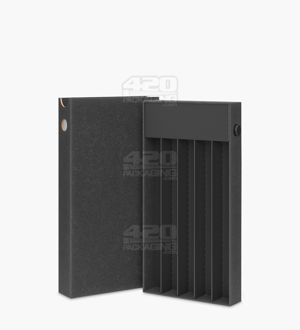 Child Resistant & Sustainable | 100% Recyclable Pre-Roll Slim Case w/ Press Button | 145mm x 77mm - Black Cardboard - 100 Count