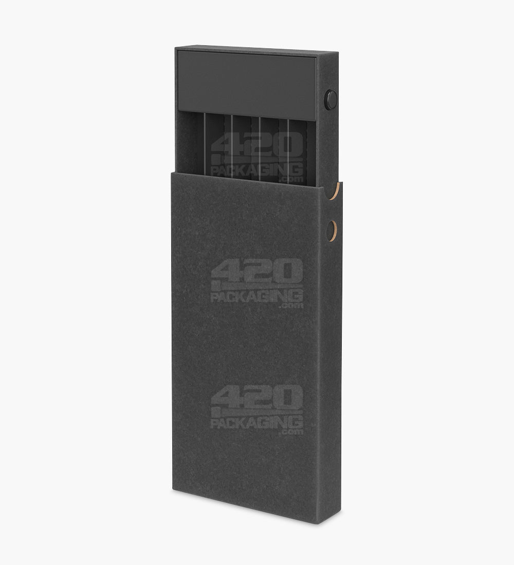 Child Resistant & Sustainable | 100% Recyclable Pre-Roll Slim Case w/ Press Button | 145mm x 77mm - Black Cardboard - 100 Count