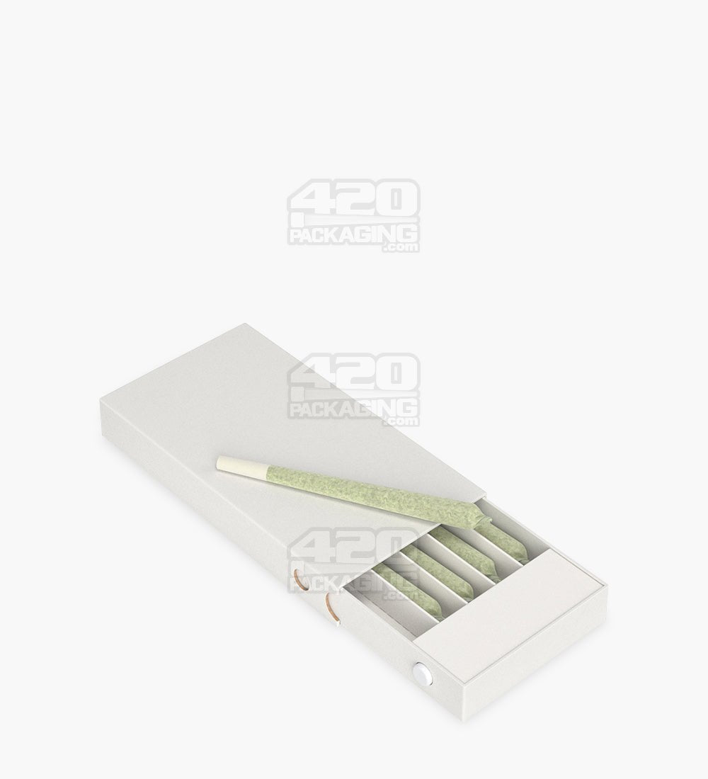 145mm Slim Recyclable White Cardboard Child Resistant Joint Container With Press Button 100/Box - 2