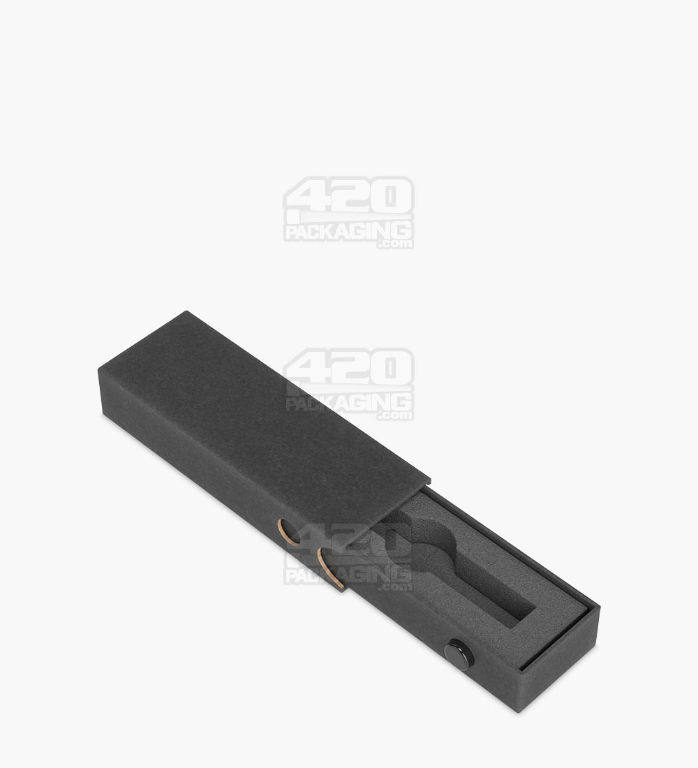 Child Resistant & Sustainable | 100% Recyclable Slim Cardboard Vape Cartridge Box w/ Press Button & Foam Insert | 100mm - Black - 100 Count