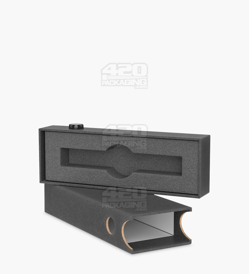 Child Resistant & Sustainable | 100% Recyclable Slim Cardboard Vape Cartridge Box w/ Press Button & Foam Insert | 100mm - Black - 100 Count