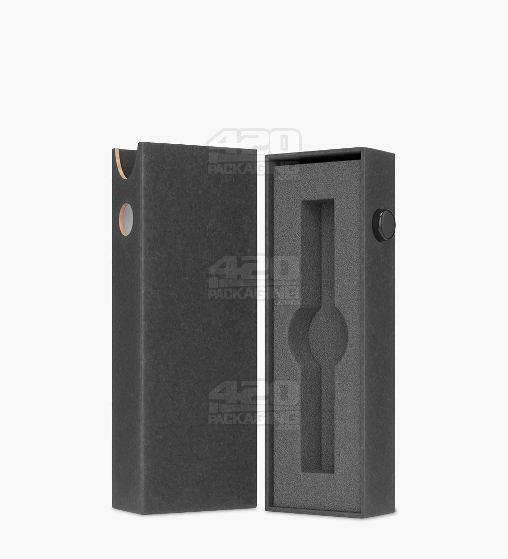 Child Resistant & Sustainable | 100% Recyclable Slim Cardboard Vape Cartridge Box w/ Press Button & Foam Insert | 100mm - Black - 100 Count
