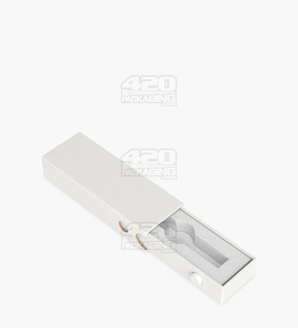 Child Resistant & Sustainable | 100% Recyclable Slim Cardboard Vape Cartridge Box w/ Press Button & Foam Insert | 100mm - White - 100 Count
