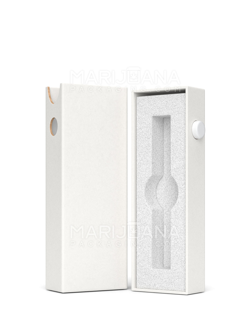 Child Resistant & Sustainable | 100% Recyclable Slim Cardboard Vape Cartridge Box w/ Press Button & Foam Insert | 100mm - White - 100 Count - 7
