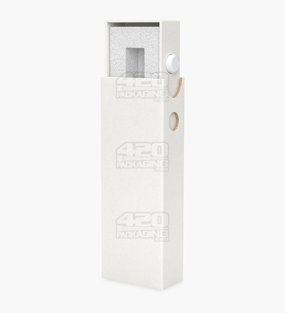 Child Resistant & Sustainable | 100% Recyclable Slim Cardboard Vape Cartridge Box w/ Press Button & Foam Insert | 100mm - White - 100 Count
