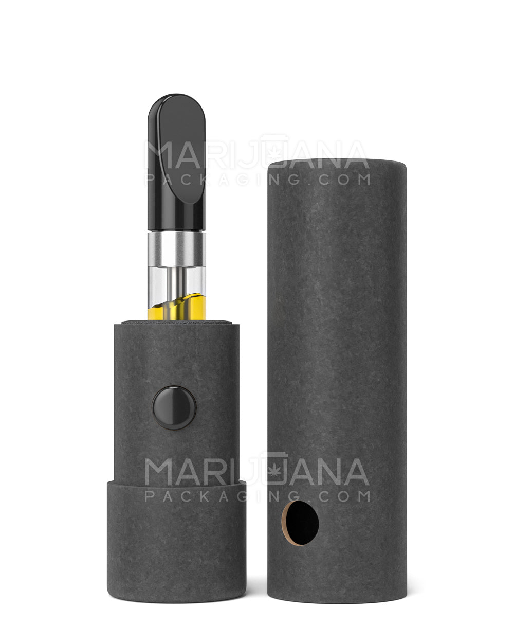 Child Resistant & Sustainable | 100% Recyclable Cardboard Vape Cartridge Tube w/ Press Button | 95mm - Black - 100 Count - 2