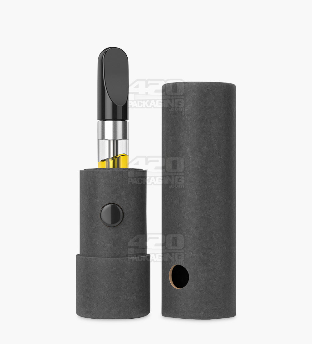 Child Resistant & Sustainable | 100% Recyclable Cardboard Vape Cartridge Tube w/ Press Button | 95mm - Black - 100 Count