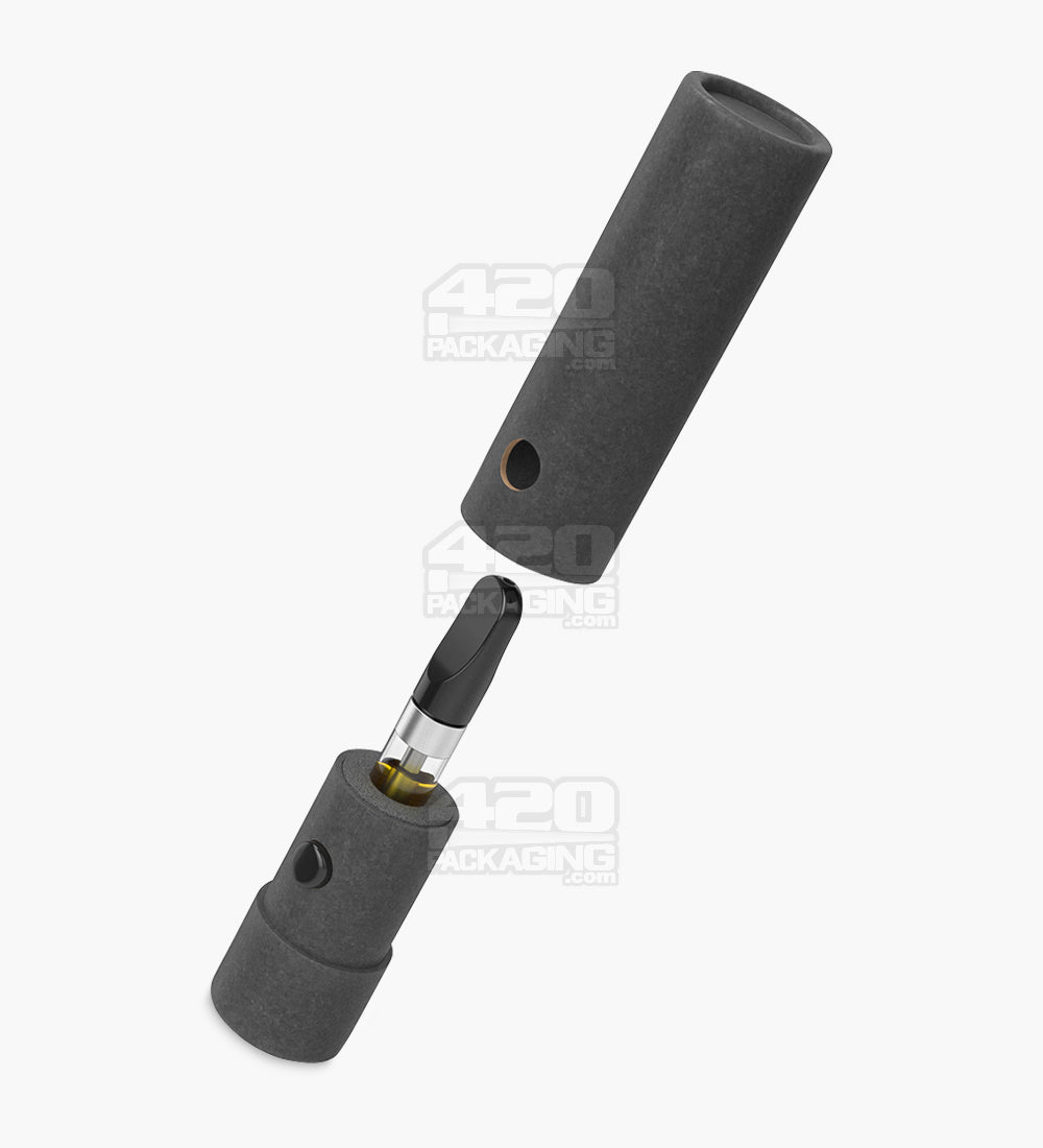 Child Resistant & Sustainable | 100% Recyclable Cardboard Vape Cartridge Tube w/ Press Button | 95mm - Black - 100 Count
