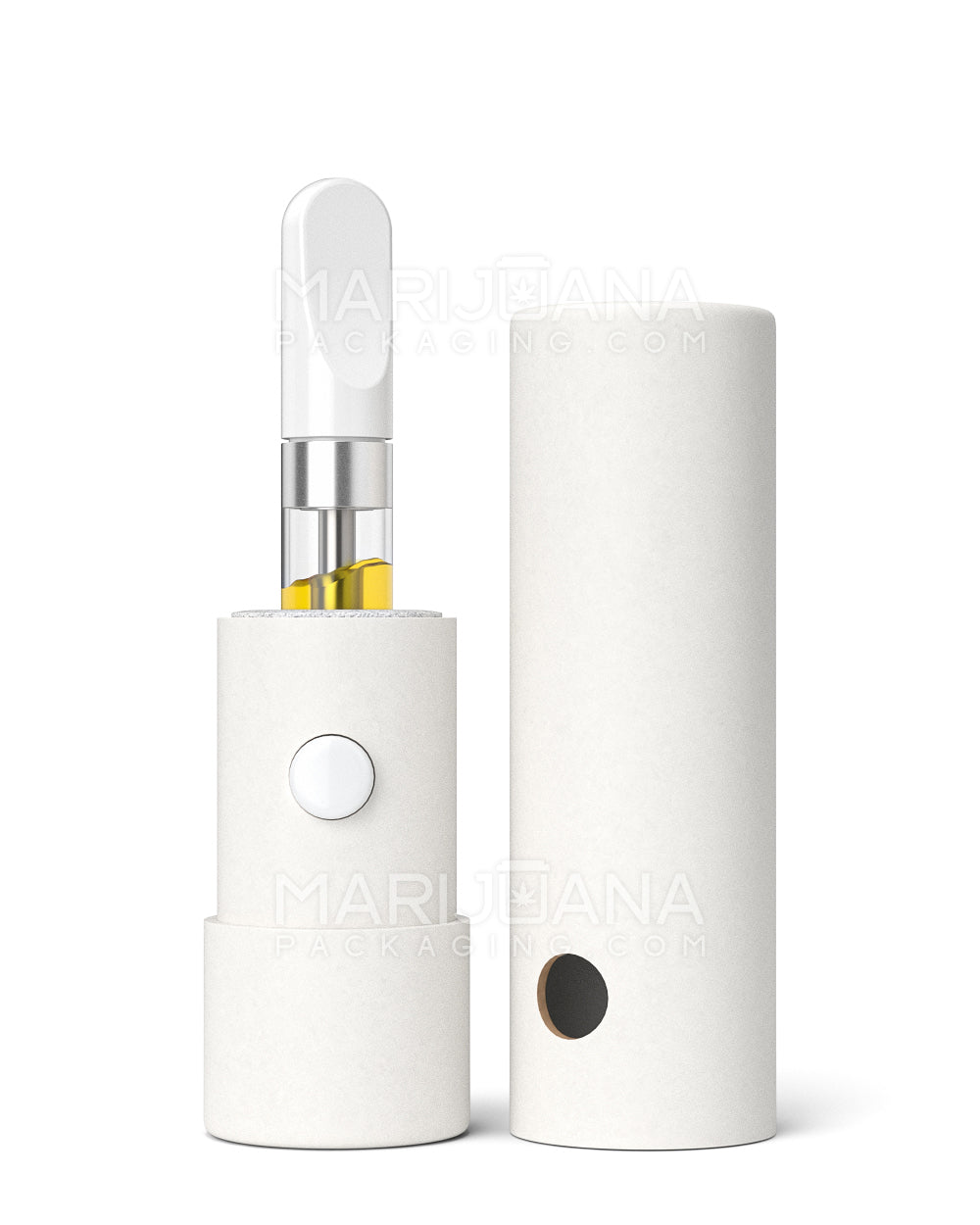 Child Resistant & Sustainable | 100% Recyclable Cardboard Vape Cartridge Tube w/ Press Button | 95mm - White - 100 Count - 2