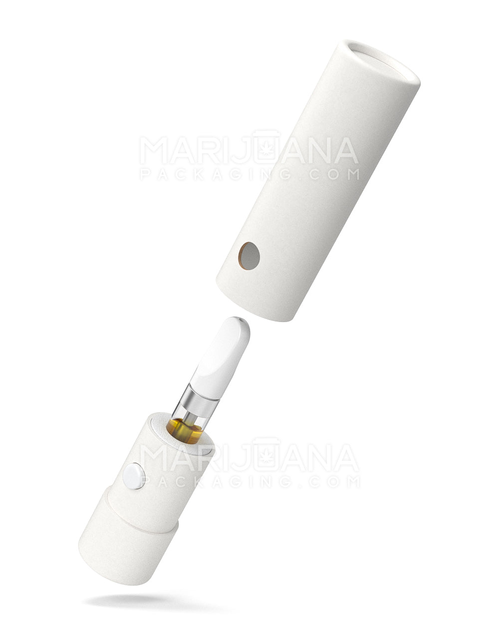 Child Resistant & Sustainable | 100% Recyclable Cardboard Vape Cartridge Tube w/ Press Button | 95mm - White - 100 Count - 4