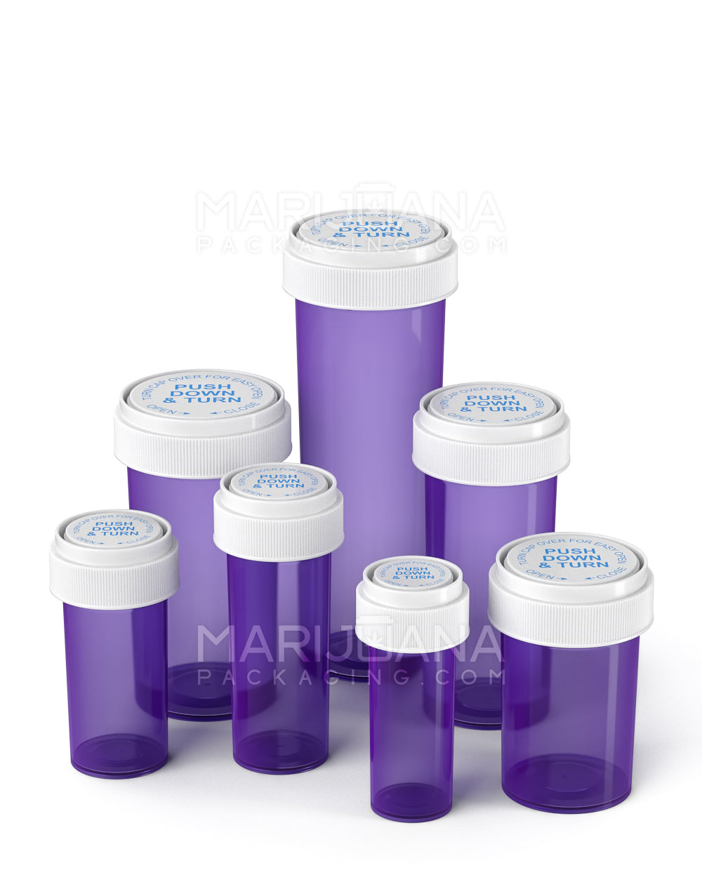 Child Resistant | Purple Reversible Cap Vials | 40dr - 10g - 150 Count - 10