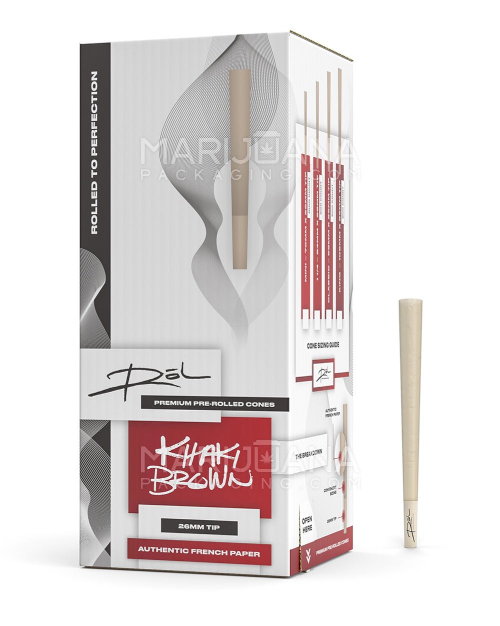 RōL | King Size Pre-Rolled Cones | 109mm - Khaki Brown Paper - 800 Count - 1