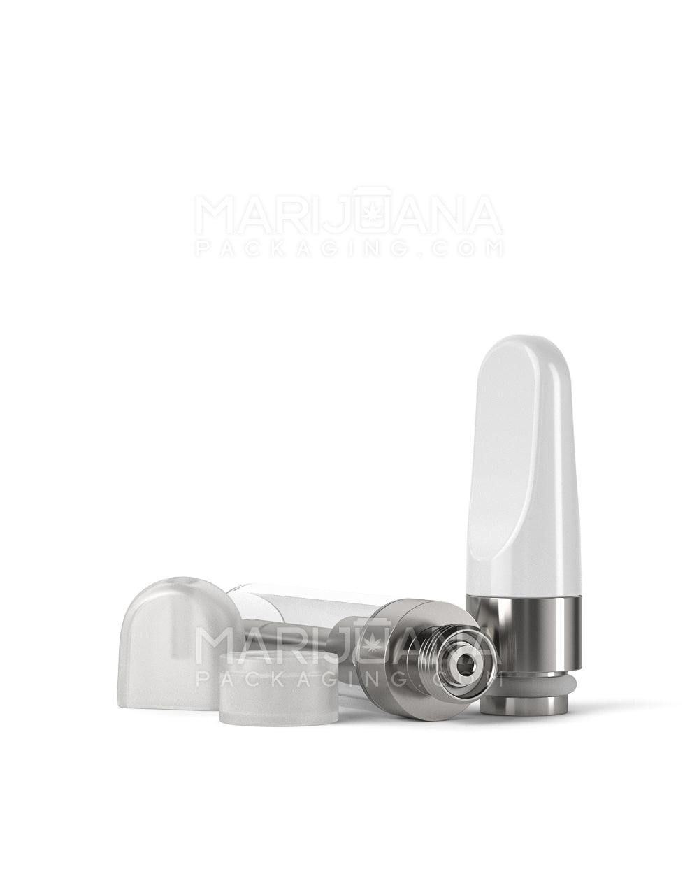 Ceramic Core Glass Vape Cartridge with Flat White Plastic Mouthpiece | 1mL - Press On - 1600 Count - 5