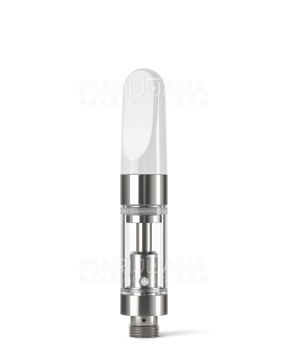 Ceramic Core Glass Vape Cartridge with Flat White Plastic Mouthpiece | 0.5mL - Press On - 1600 Count - 1
