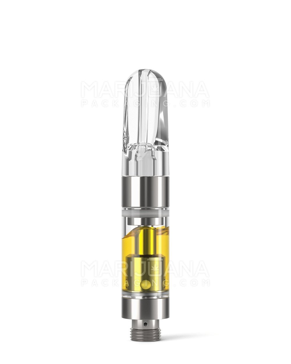 Ceramic Core Glass Vape Cartridge with Flat Clear Plastic Mouthpiece | 0.5mL - Press On - 100 Count - 2