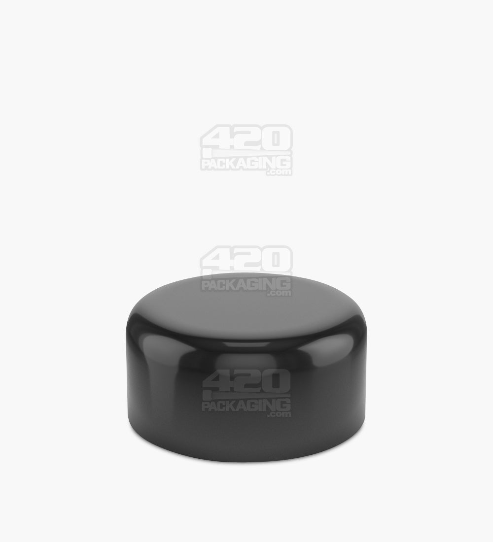 Child Resistant | Dome Push Down & Turn Plastic Caps w/ Foam Liner | 53mm - Glossy Black - 80 Count
