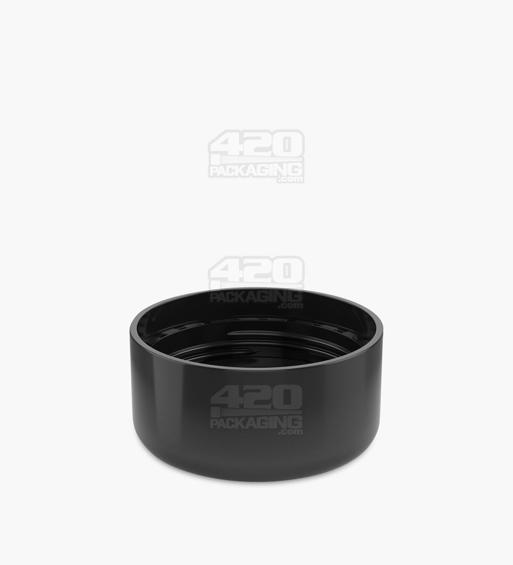 Child Resistant | Dome Push Down & Turn Plastic Caps w/ Foam Liner | 53mm - Glossy Black - 80 Count