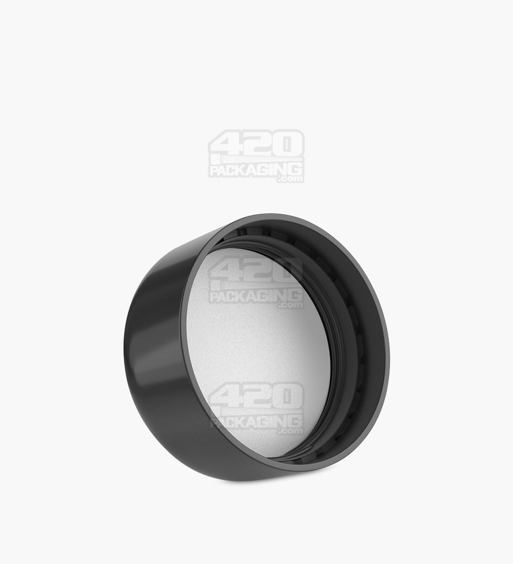 Child Resistant | Dome Push Down & Turn Plastic Caps w/ Foam Liner | 53mm - Glossy Black - 80 Count