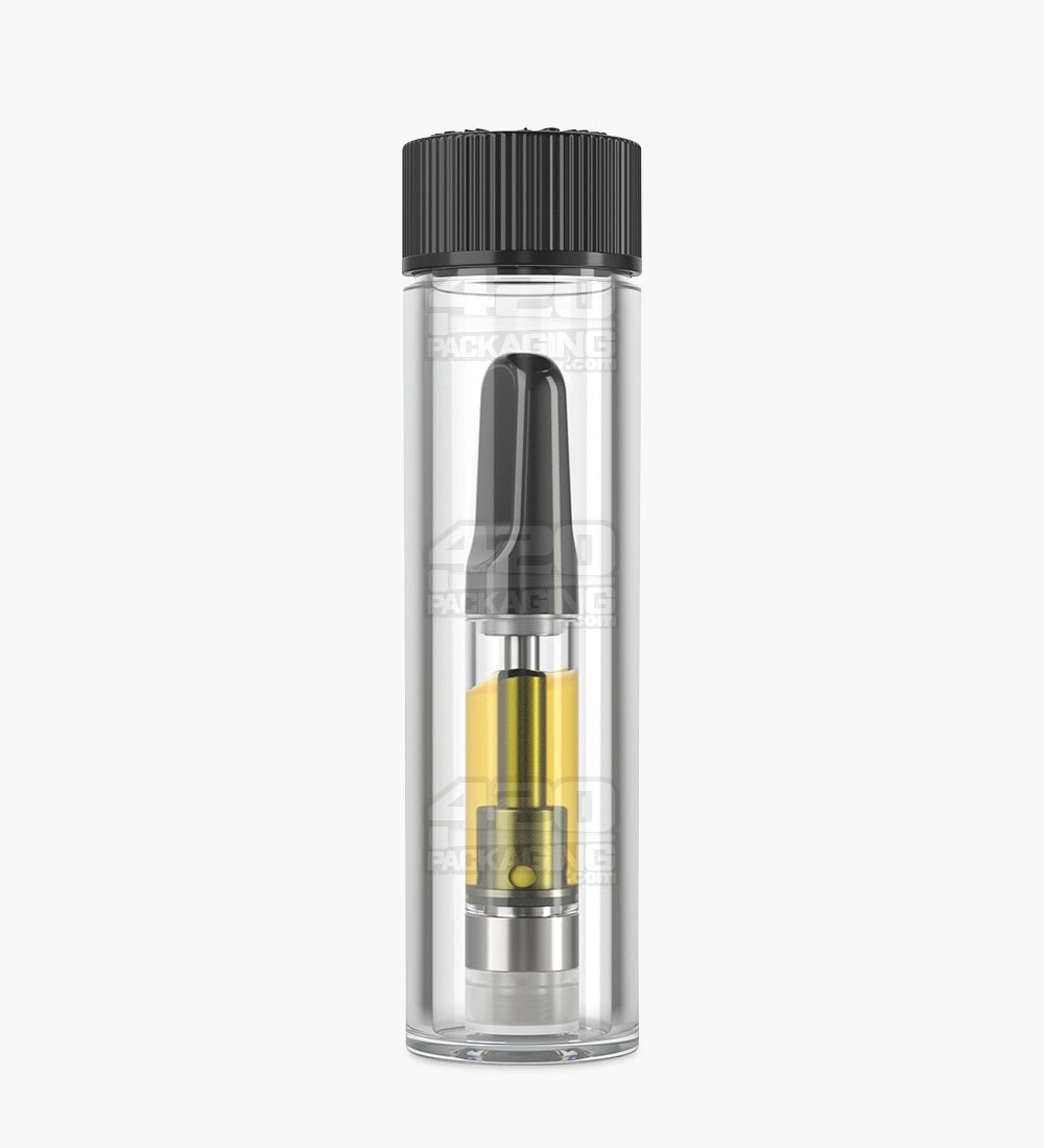 Child Resistant Push & Turn Clear Vape Cartridge Tube With Black Cap B00/Box - 2