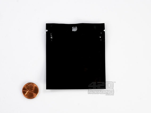 Black-Black 2" x 2" Mylar Flat Seal Zip Bags (0.5 grams) 1000/Box - 2