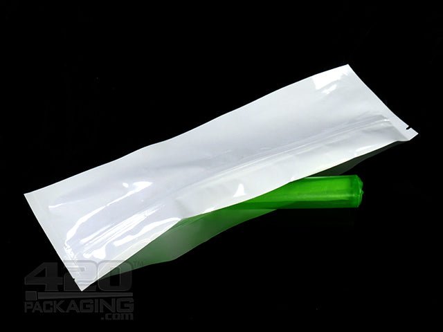 White-White 9" x 3" Mylar Flat Seal Zip Bags (Pre Roll & Syringe) 1000/Box - 3
