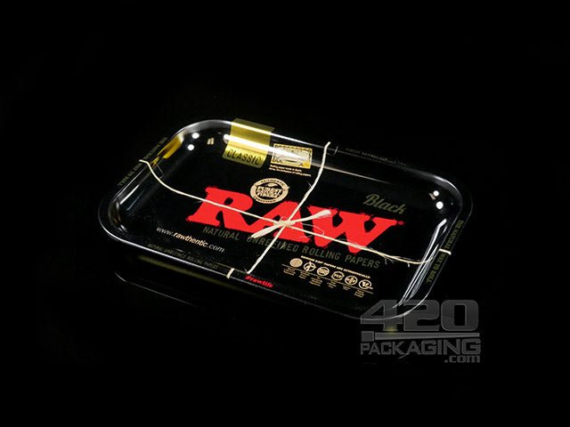 RAW Small Black Metal Rolling Tray 1/Box - 1