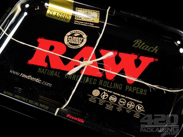 RAW Small Black Metal Rolling Tray 1/Box - 3