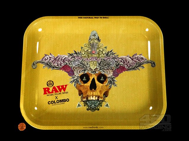 RAW X Colombo Large Metal Rolling Tray 1/Box - 2