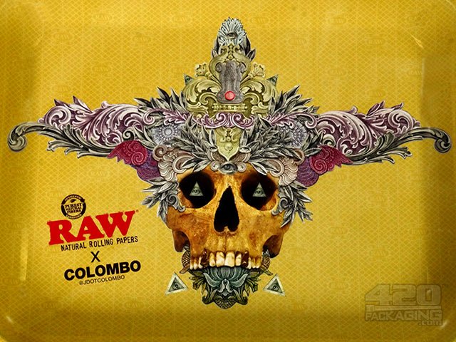 RAW X Colombo Large Metal Rolling Tray 1/Box - 3