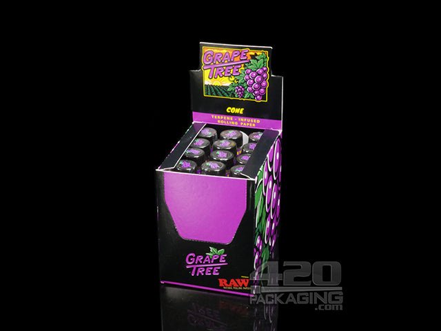 RAW Grape Tree Terpene Infused King Size Pre Rolled Cones 12/Box - 1