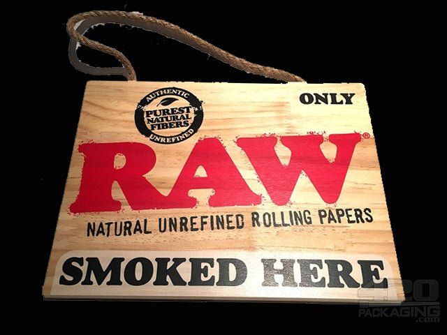 RAW Rolling Papers "Smoked Here" Wood Hanging Sign - 1