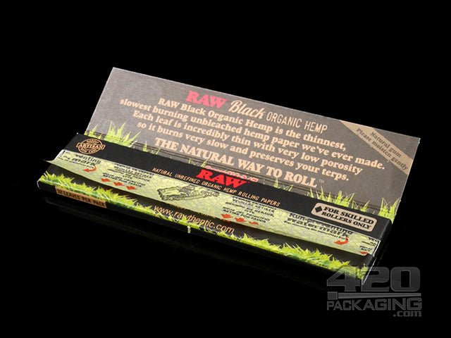 RAW Black King Size Slim Hemp Rolling Papers 50-Box - 3