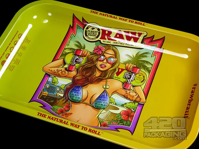 RAW Brazil 2 Small Metal Rolling Tray 1/Box - 3