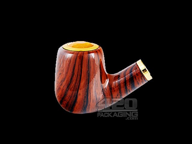 "Old Man's Pipe" Shaped Jumbo Vape Cartridge Battery W- Honeycomb Light - Mahogany Wood - 2