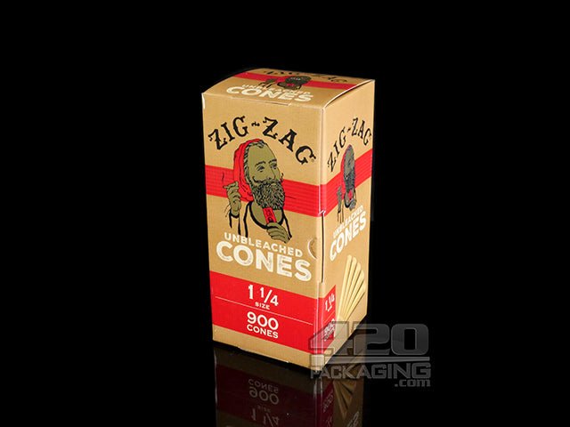 Zig-Zag 1 1-4 Size Pre Rolled Unbleached Paper Cones 900/Box - 1