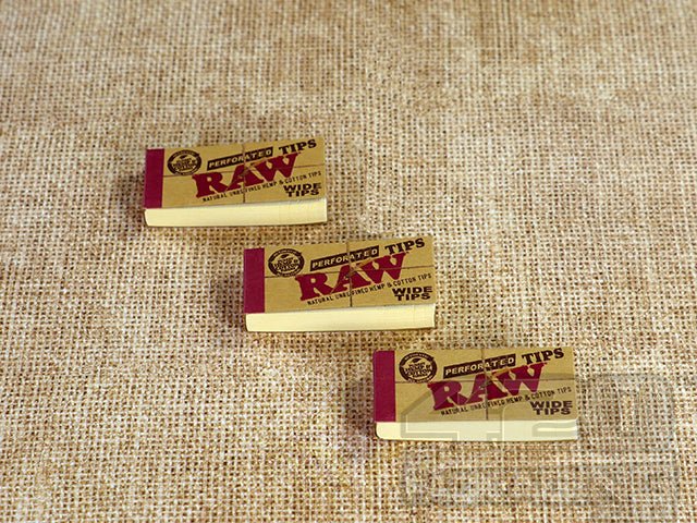 RAW Natural Hemp & Cotton Perforated Rolling Tips 50/Box - 3