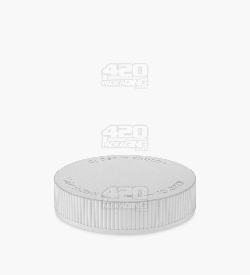 Child Resistant | Ribbed Push Down & Turn Plastic Caps w/ Foam Liner | 70mm - Semi Gloss Plastic - 36 Count